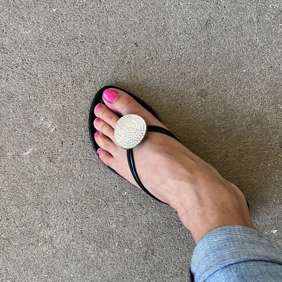 Aldo Black Rhinestone Sandals - Picture 2 of 8